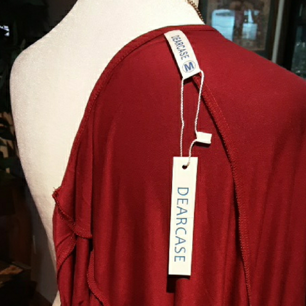 Elegant Burgundy Long Sleeve Dress  95%Rayon 5%Spandex - Picture 9 of 11